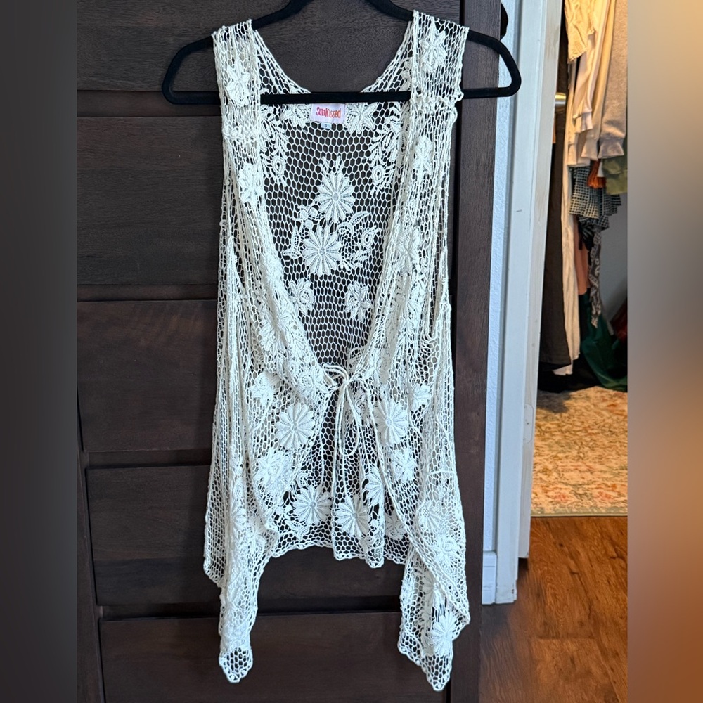 Crochet Cover-Up Vest in Cream